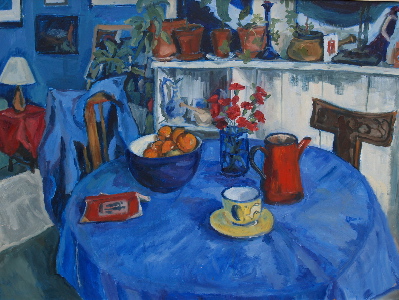 Still Life (blue table) by Kate Kirby